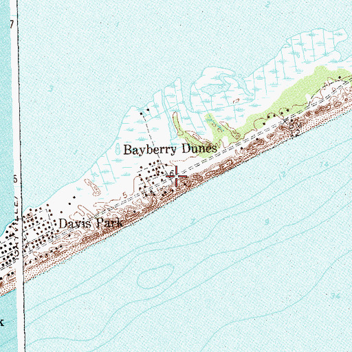 Topographic Map of Bayberry Dunes, NY