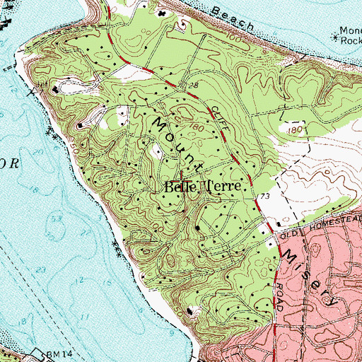Topographic Map of Belle Terre, NY