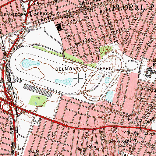 Topographic Map of Belmont Park, NY
