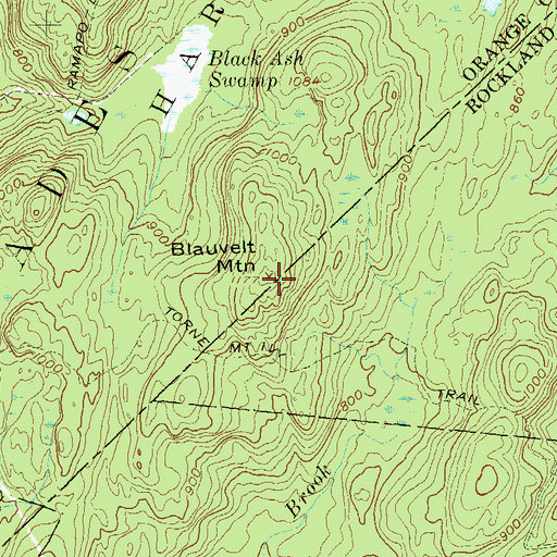 Topographic Map of Blauvelt Mountain, NY