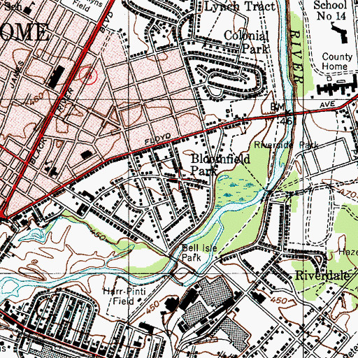 Topographic Map of Bloomfield Park, NY