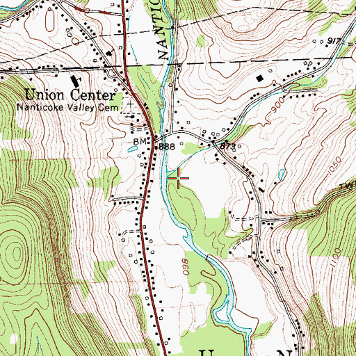 Topographic Map of Bradley Creek, NY