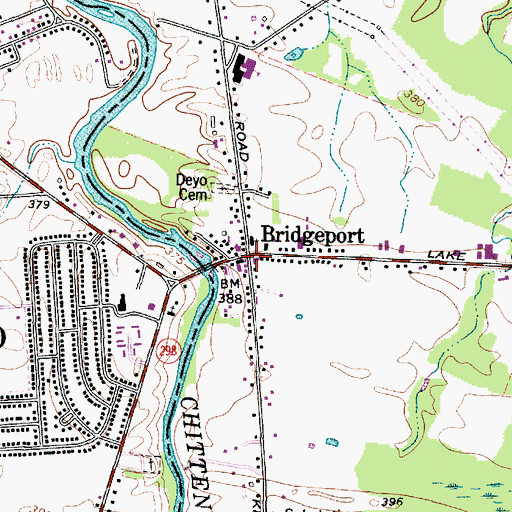 Topographic Map of Bridgeport, NY