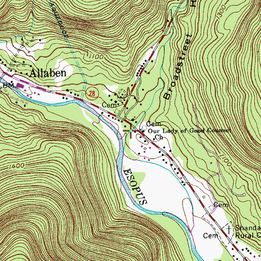 Topographic Map of Broadstreet Hollow, NY