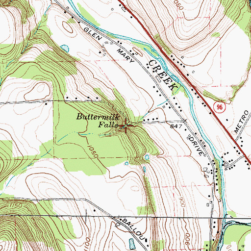 Topographic Map of Buttermilk Falls, NY
