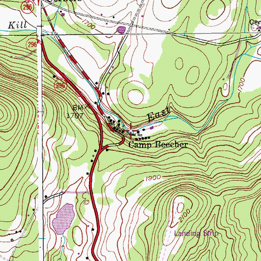 Topographic Map of Camp Beecher, NY