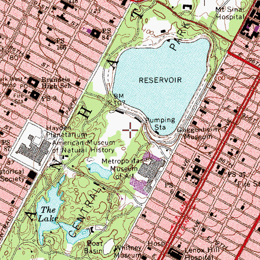 Topographic Map of Central Park, NY