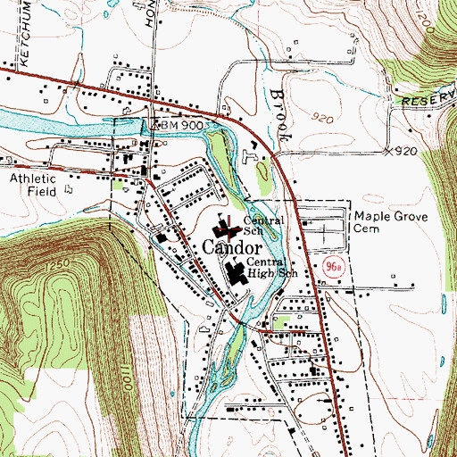 Topographic Map of Candor Elementary School, NY