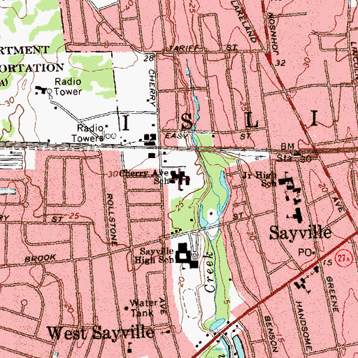 Topographic Map of Cherry Avenue Elementary School, NY