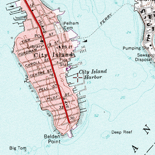 Topographic Map of City Island Harbor, NY