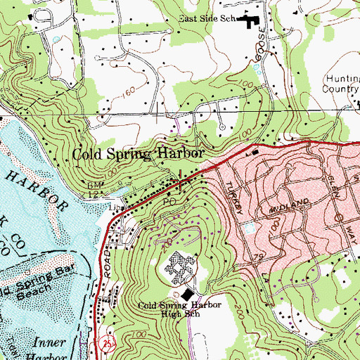 Topographic Map of Cold Spring Harbor, NY