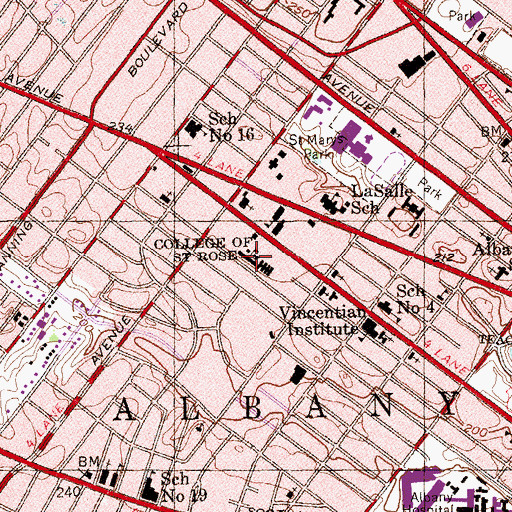 Topographic Map of College of Saint Rose, NY