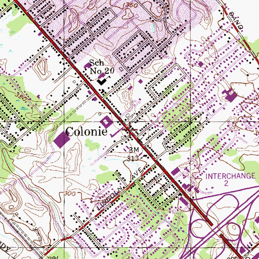 Topographic Map of Colonie, NY