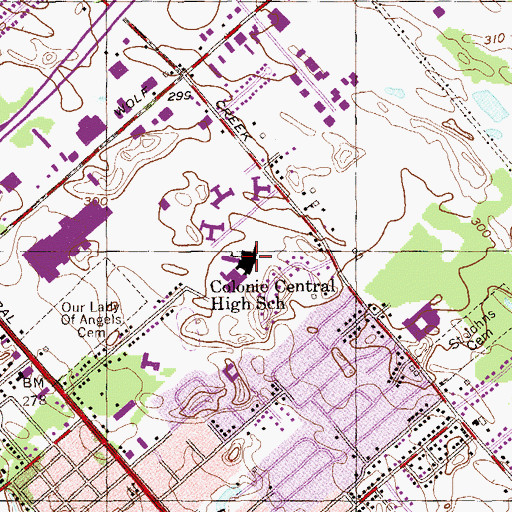 Topographic Map of Colonie Central High School, NY