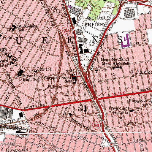 Topographic Map of Corpus Christi School (historical), NY