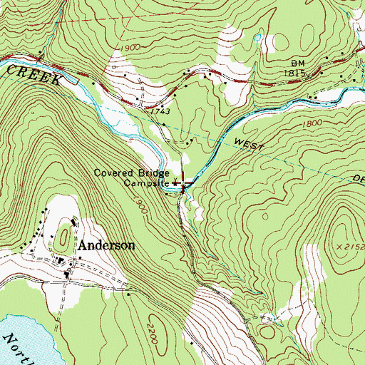 Topographic Map of Covered Bridge Campsite, NY