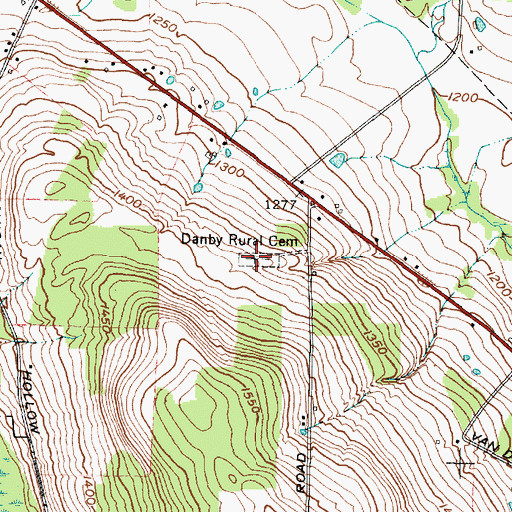 Topographic Map of Danby Rural Cemetery, NY
