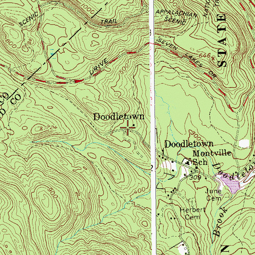 Topographic Map of Doodletown (historical), NY
