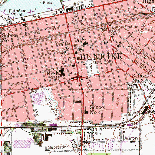 Topographic Map of Dunkirk, NY