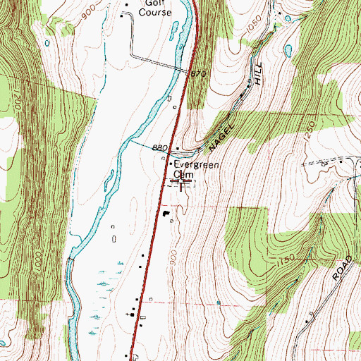 Topographic Map of Woodbridge Cemetery, NY