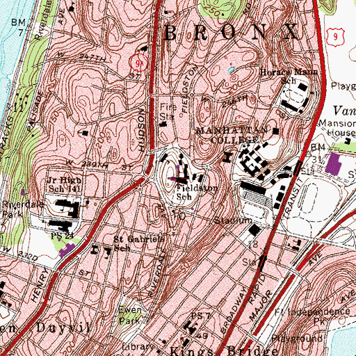 Topographic Map of Fieldston Upper School, NY