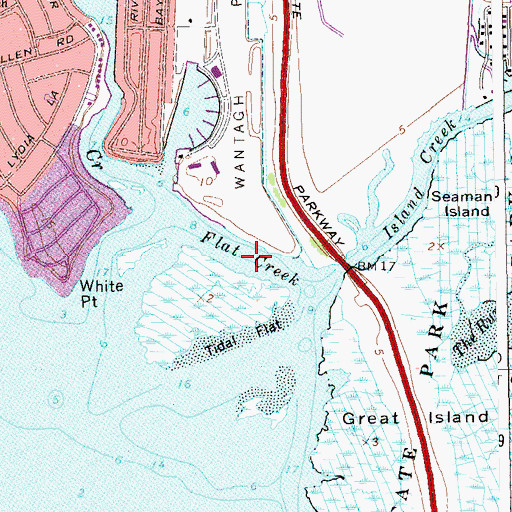 Topographic Map of Flat Creek, NY