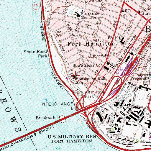 Topographic Map of Fontbonne Hall Academy, NY