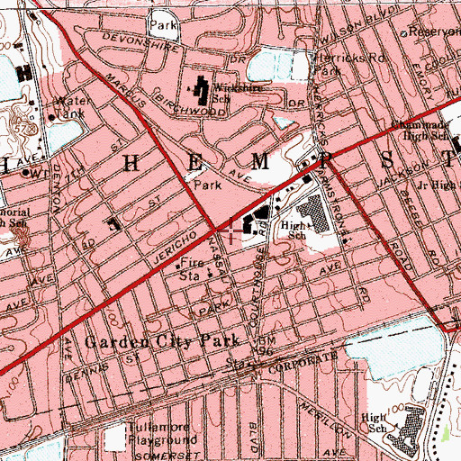 Topographic Map of Garden City Park, NY