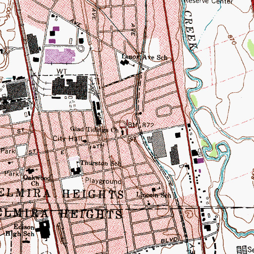 Topographic Map of Glad Tydings Church, NY
