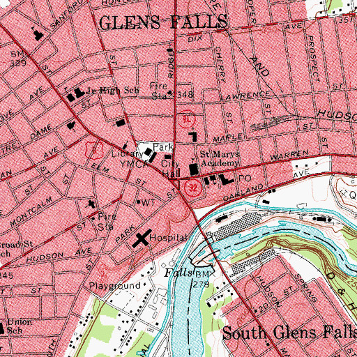 Topographic Map of Glens Falls, NY