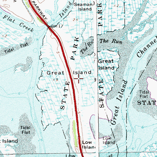 Topographic Map of Great Island, NY