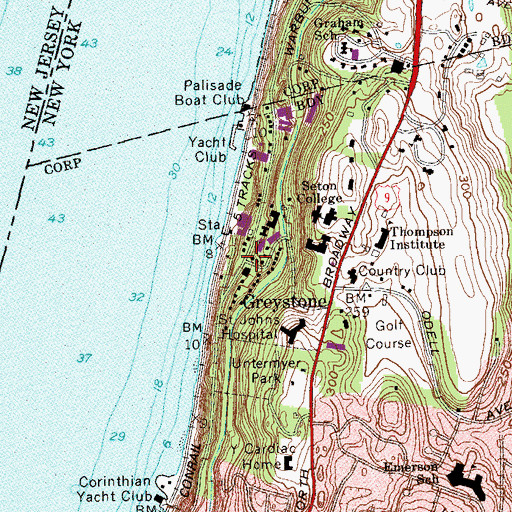 Topographic Map of Greystone, NY