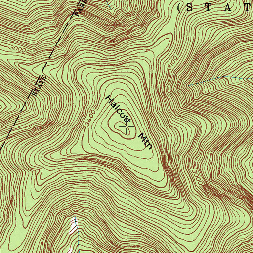 Topographic Map of Halcott Mountain, NY