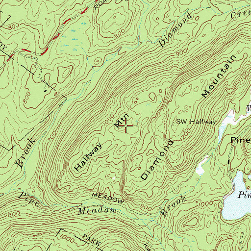 Topographic Map of Halfway Mountain, NY