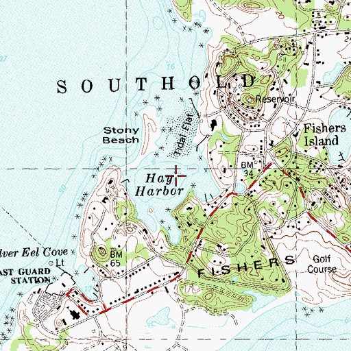 Topographic Map of Hay Harbor, NY