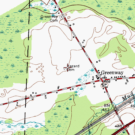 Topographic Map of Hazard Cemetery, NY