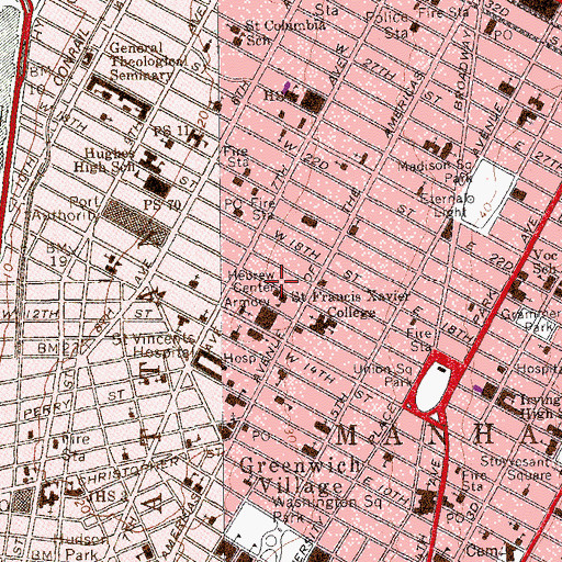 Topographic Map of Hebrew Center, NY