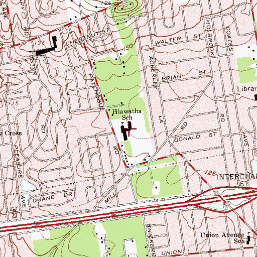 Topographic Map of Hiawatha School, NY