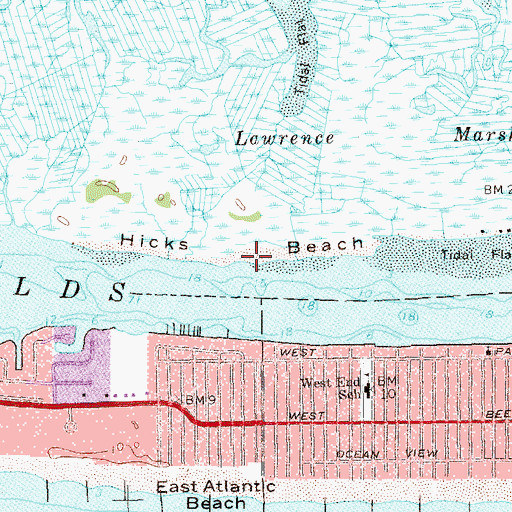 Topographic Map of Hicks Beach, NY