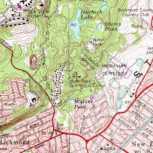 Topographic Map of Hish Rock Girl Scout Camp, NY