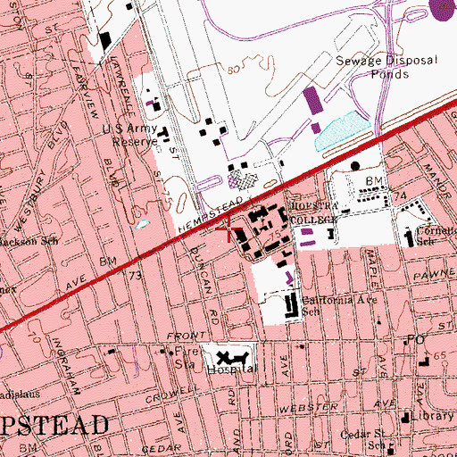 Topographic Map of Hofstra University, NY