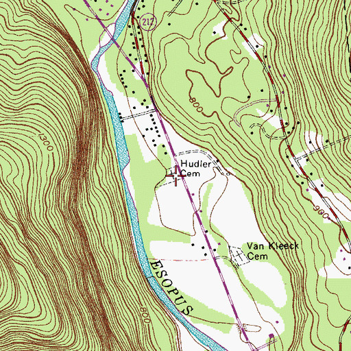 Topographic Map of Hudler Cemetery, NY