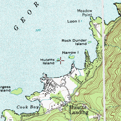 Topographic Map of Huletts Island, NY