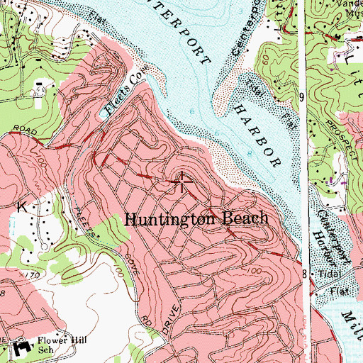 Topographic Map of Huntington Beach, NY