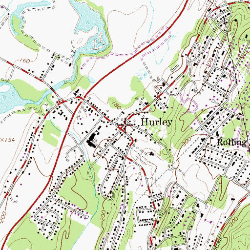 Topographic Map of Hurley, NY