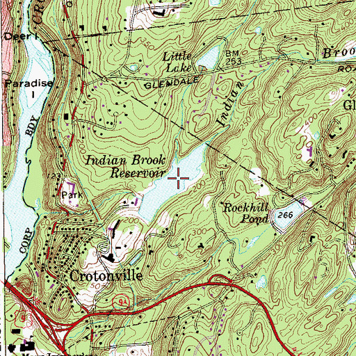 Topographic Map of Indian Brook Reservoir, NY