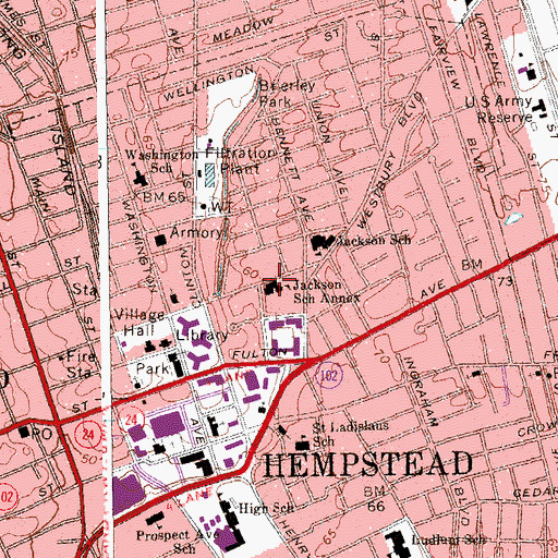 Topographic Map of Jackson Annex School, NY