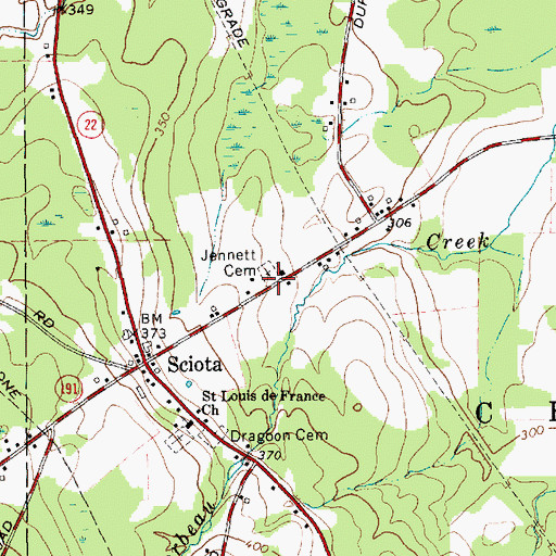 Topographic Map of Jennett Cemetery, NY