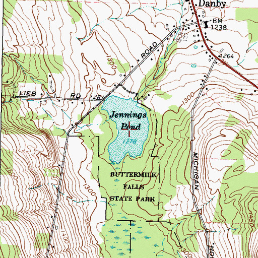 Topographic Map of Jennings Pond, NY