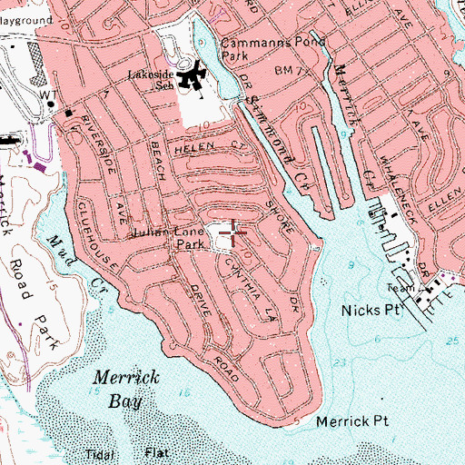 Topographic Map of Julian Lane Park, NY